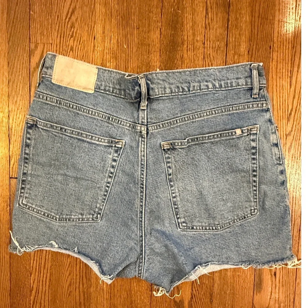Everlane The Way High Denim Shorts Light Indigo Raw Hem High Rise Size 30